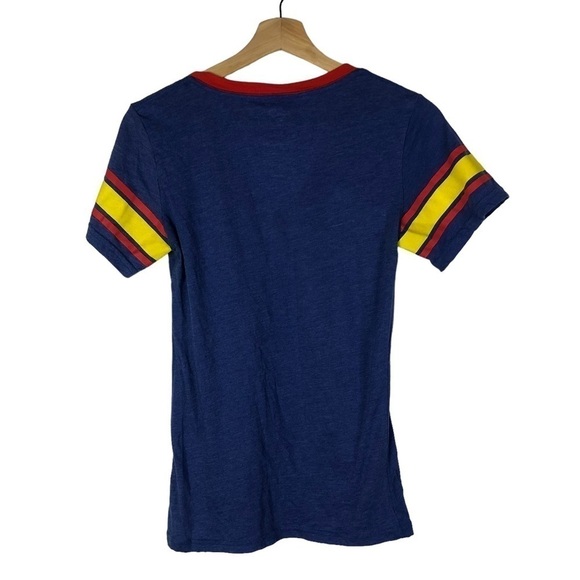 Superman Heather Blue Superman V-Neck Short Sleeve T-Shirt M - Picture 2 of 3